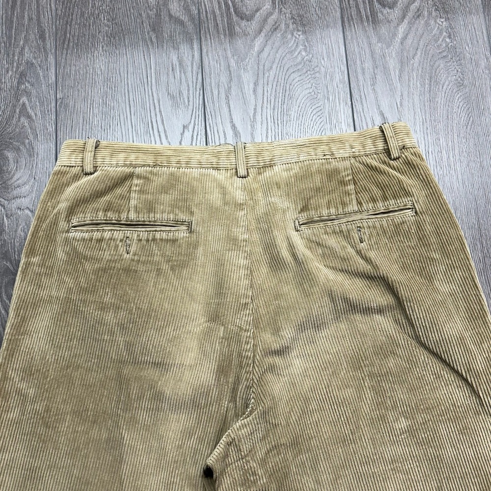 Vintage Gap Easy Fit Corduroy Pants Mens 35x30 Tan Khaki Pleated Trousers Prep - Picture 5 of 8